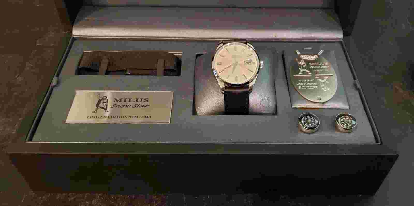 MILUS Snow Star Heritage Automatic Watch Silver Dial LE 721 Of 1940