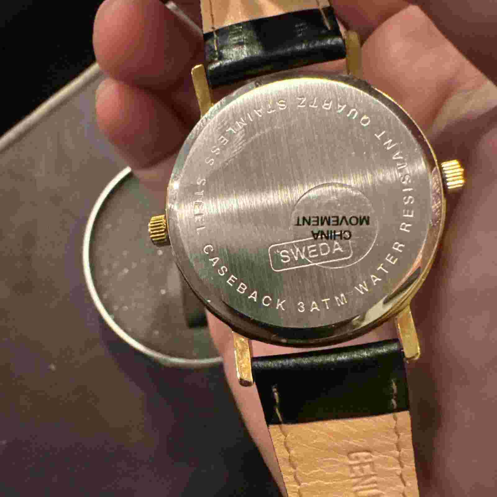 Chevrolet Wrist Watch, Blue Logo Gold Outer Rim With Case