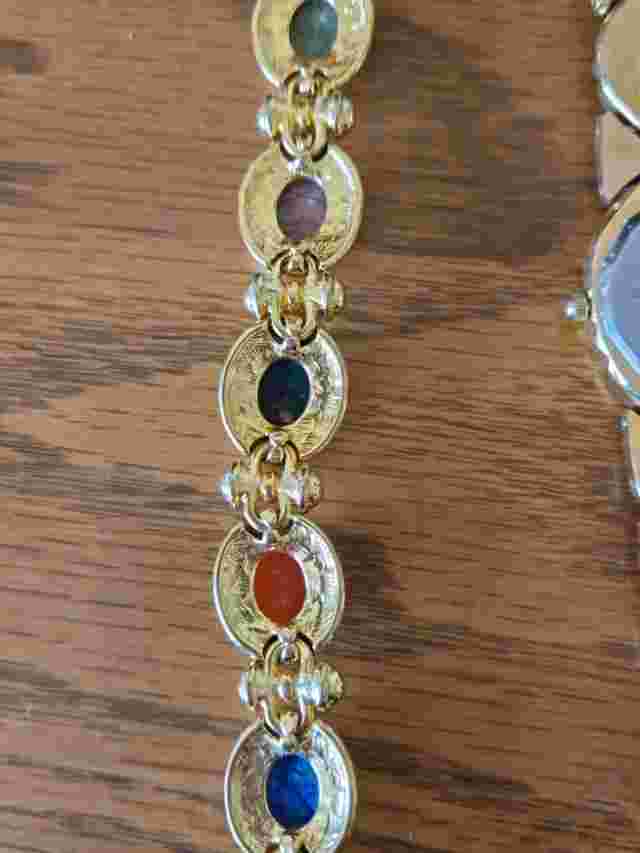 Vintage watch by Pierre Jacquard Semi Precious Scarab Stone Band w/ bracelet