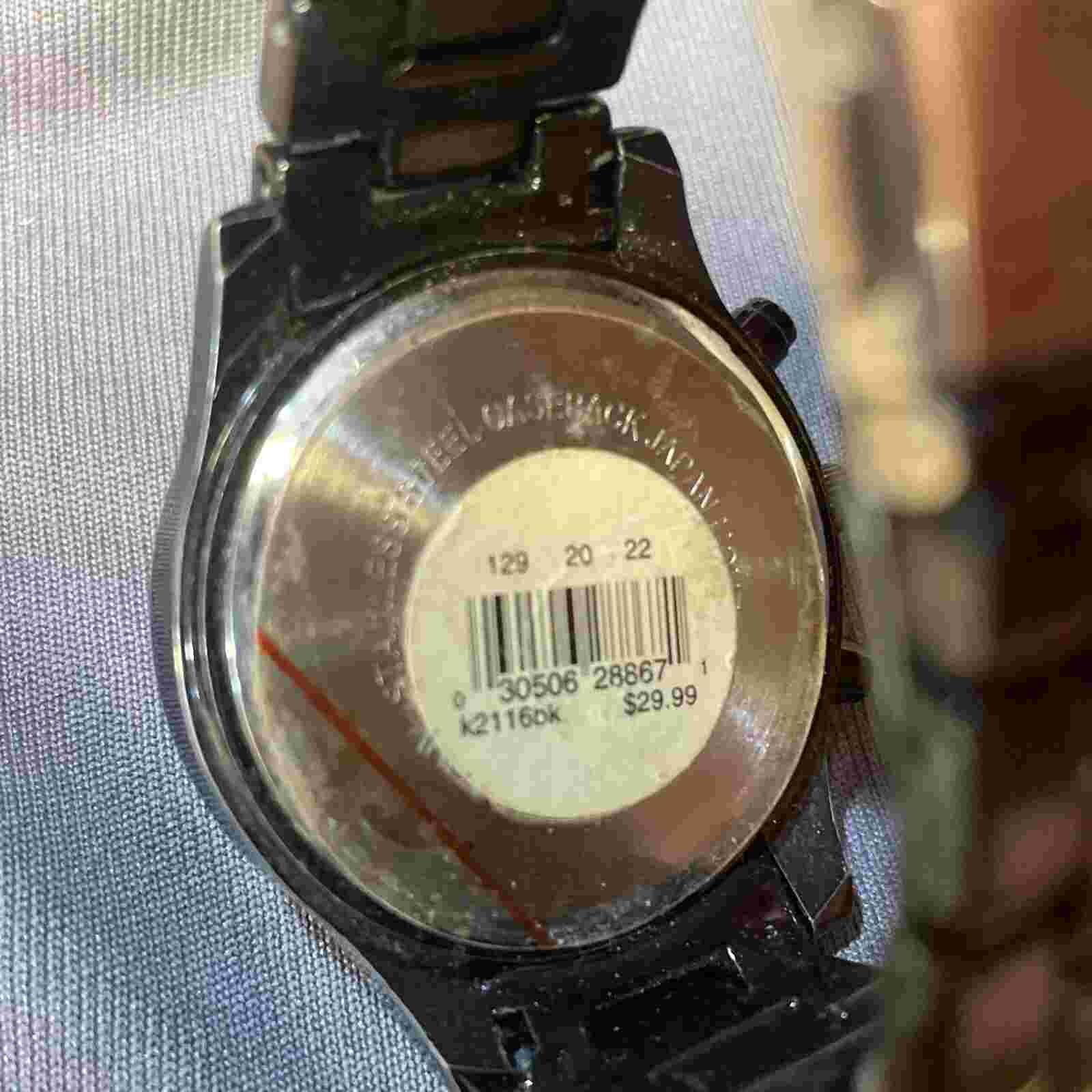 Men's Nice Vivani Quarts Wrist Watch Rhinestones & Black Metal Band working