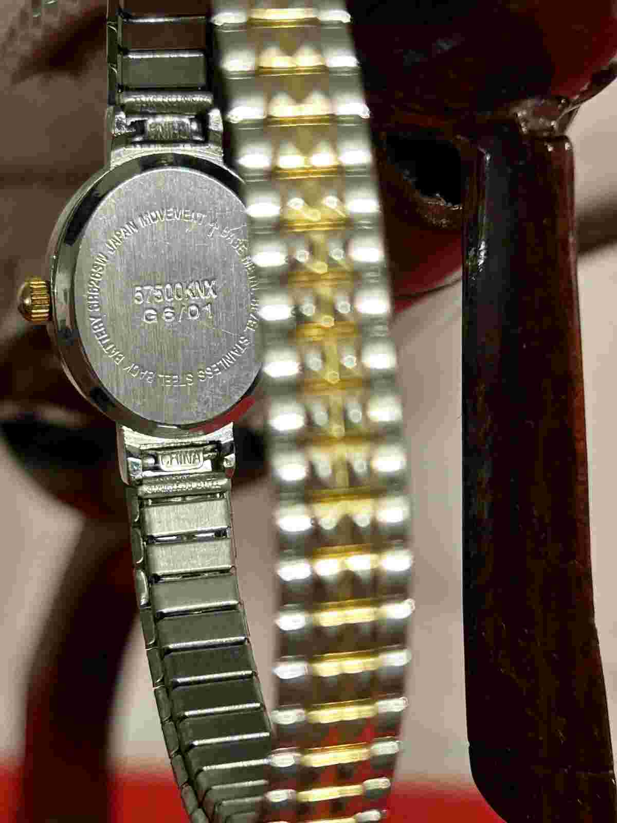 Excellanc Ladies Bracelet Watch Blue Gold Strap Stretch Classic Analogue Metal
