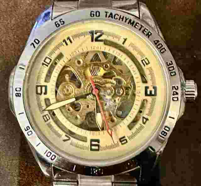 Genoa Skeleton Automatic Movement Tachometer Stainless St. Men’s Watch-Stunning