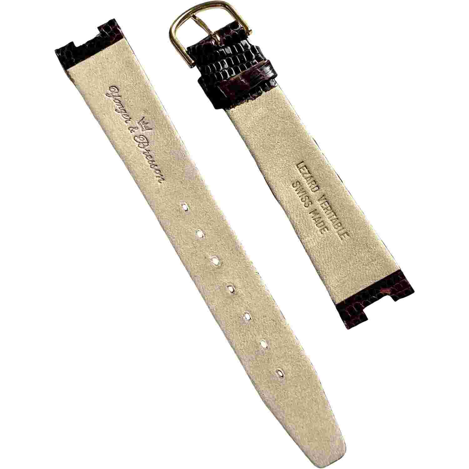 YONGER & DRESSON - BRACELET - GOLD BUCKLE - BROWN - LEZARD LEATHER - 17MM