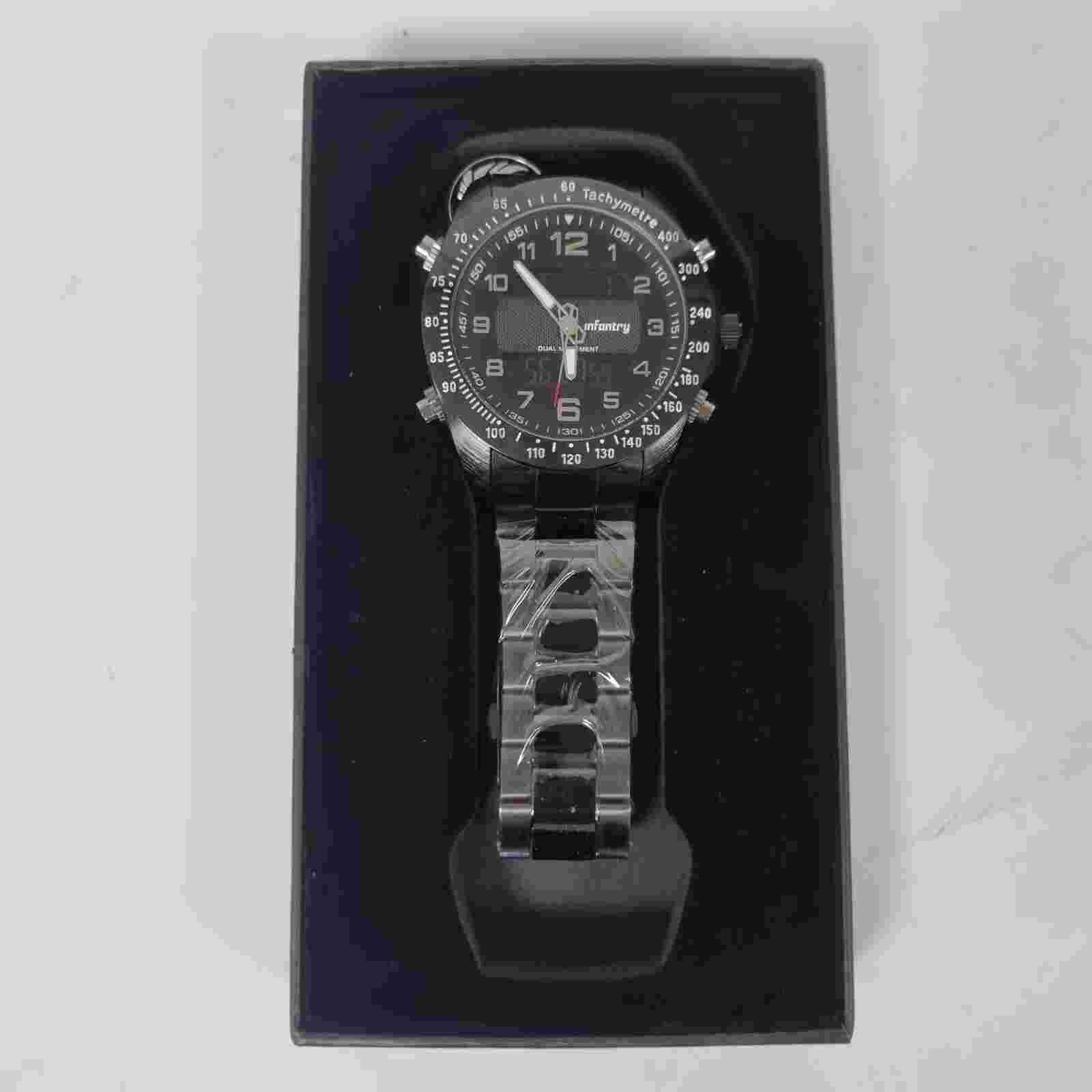 infantry Mens Black Watch Stainless Steel 4.2cm Case
