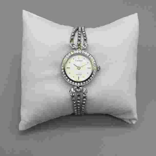 Cardini Watch Women 22mm Silver Tone Crystal Bracelet Band New Battery 6.75"