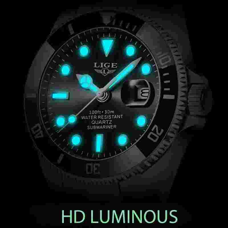 Reloj de Hombre con Caja Pulsera de Acero Inoxidable Suizo de Cuarzo de Marca
