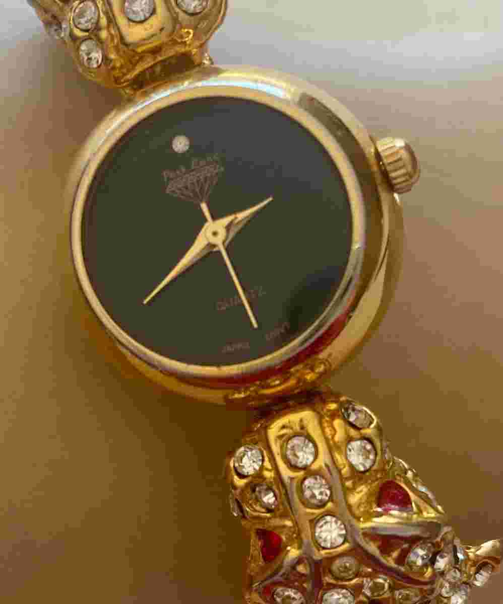 Bengal Tiger Rhinestone  Watch With Matching Clip On Earrings