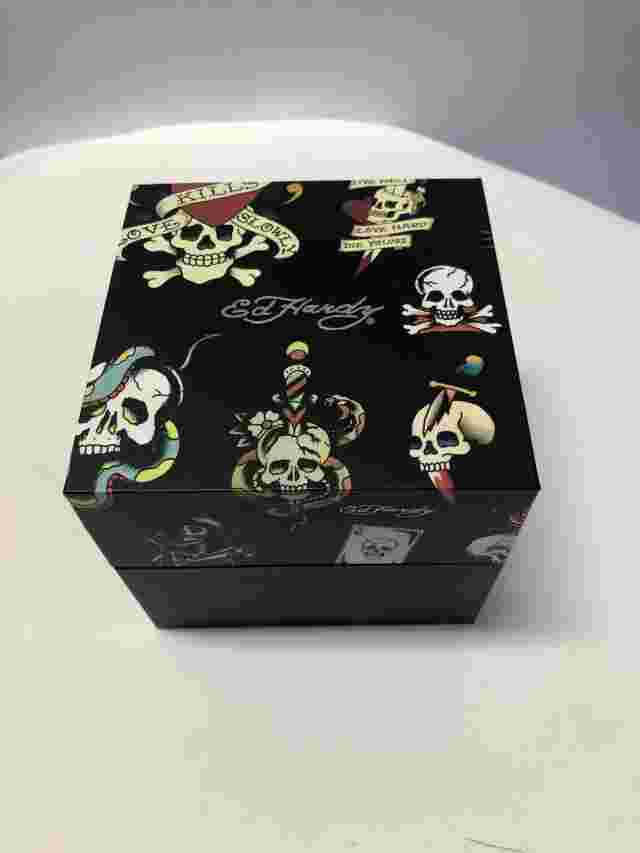 NIB Ed Hardy Men’s Skullface Watch Black Aluminum Strap Free Shipping