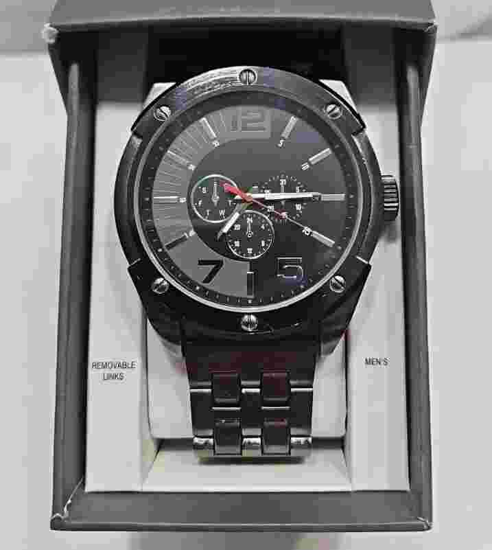Mossimo Mens Gunmetal Gray Analog Chronograph Large Face Watch New Battery