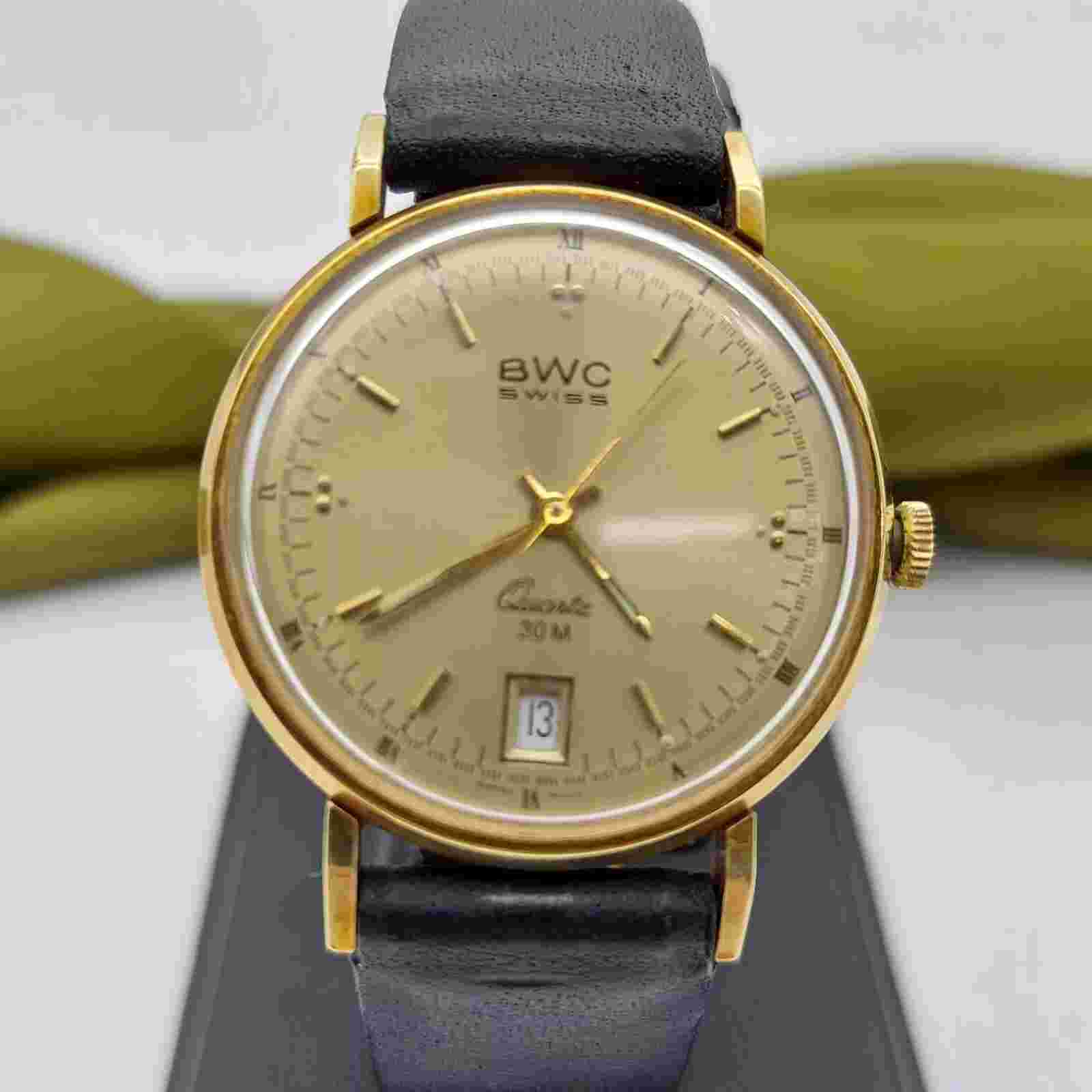 14ct (585, 14K) Yellow Gold Vintage BWC Swiss Quartz watch