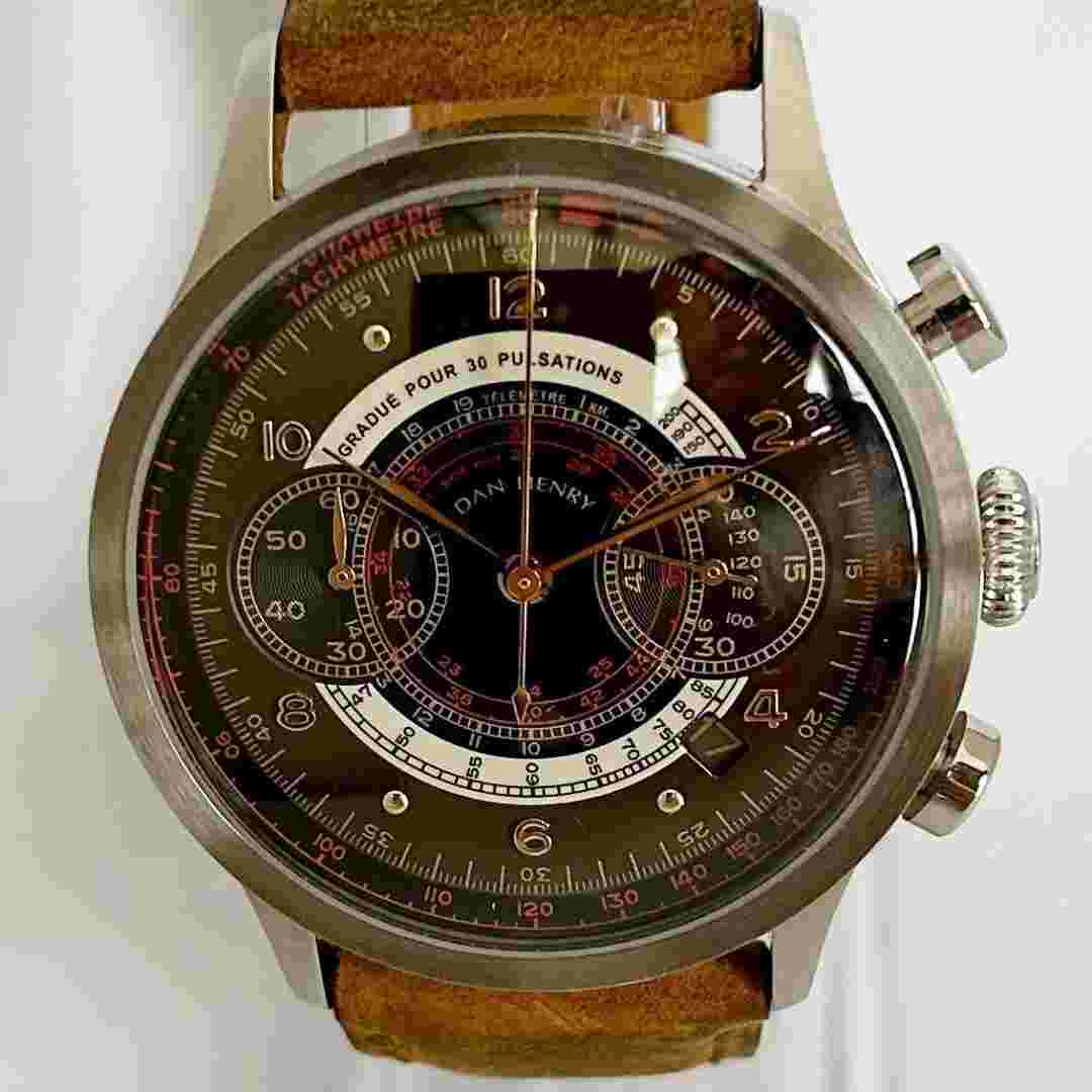 Dan Henry Men's Watch Military Chronograph 0487-1939 41mm 50m Waterproof Used