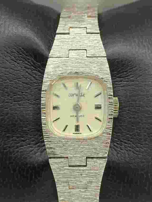 Vintage Ladies Corvette Silver Tone Incabloc Wristwatch 16.9mm Untested