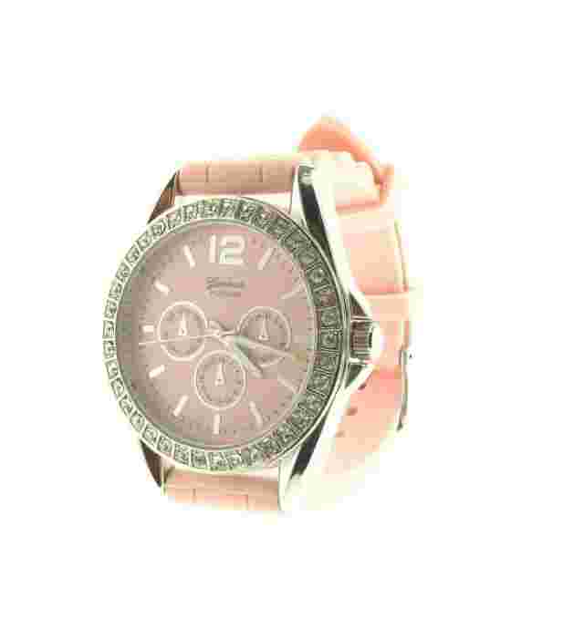 Geneva Platinum Crystal Watch Pink