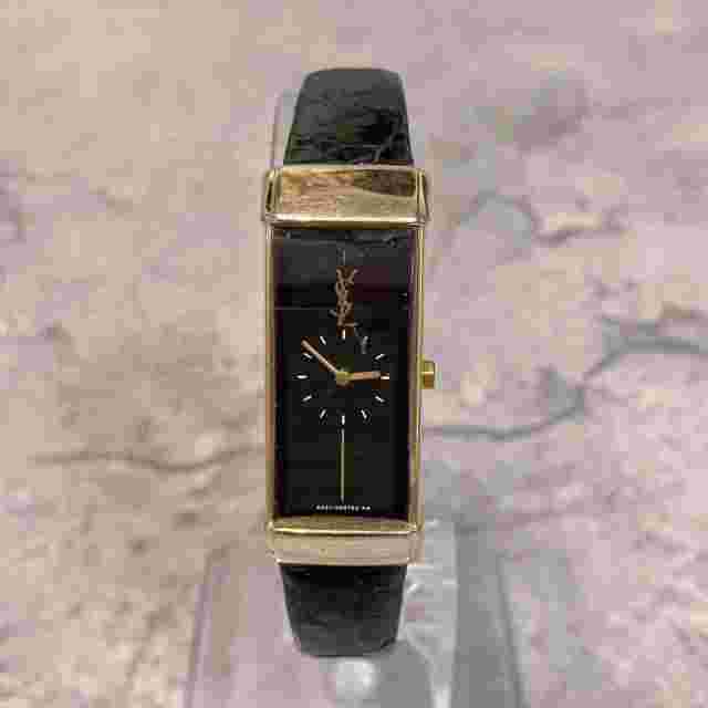 Saint Laurent Watch Wristwatch YSL Cassandra Black Gold Women's Authentic