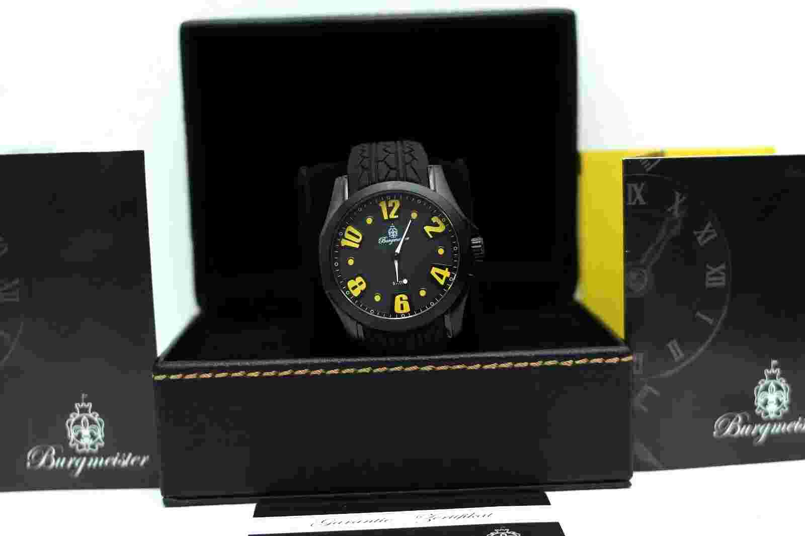 Burgmeister Mens Quartz Watch with Black Dial Analogue Silicone Strap BM606-622A