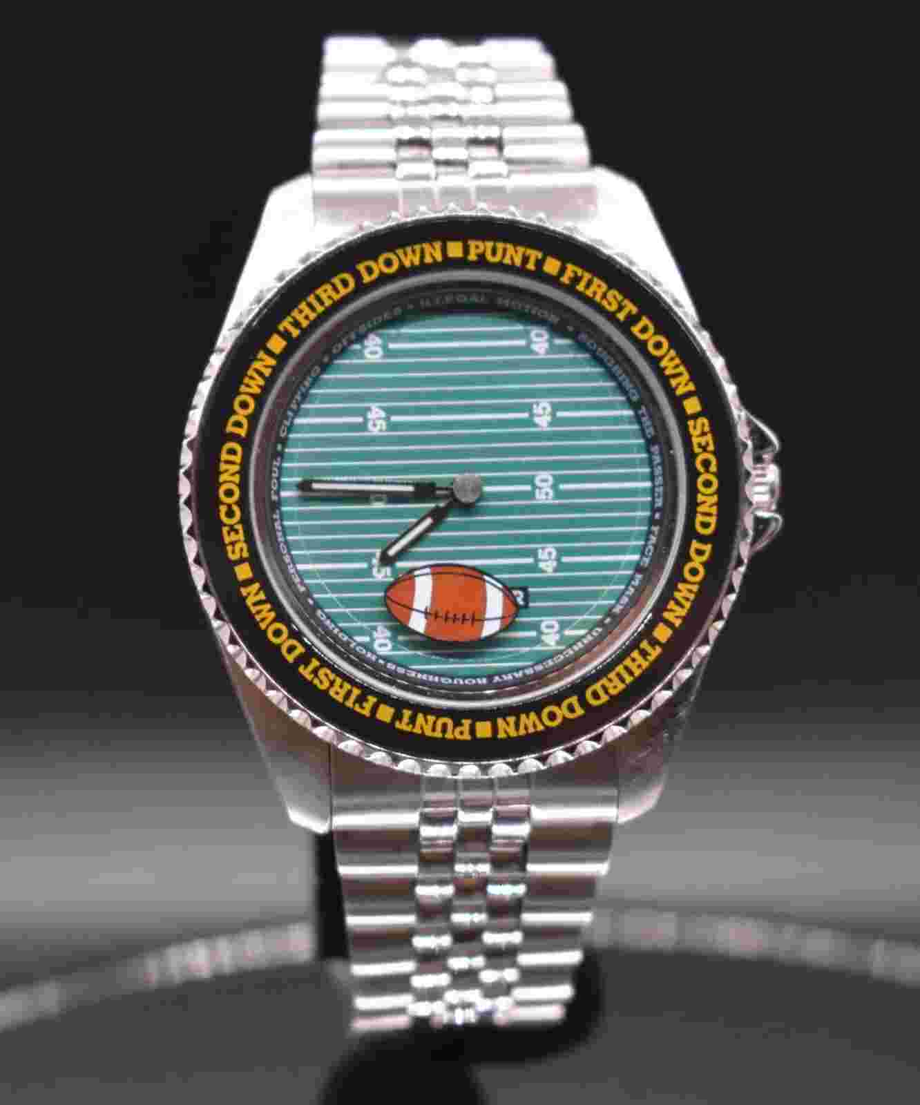 Vtg JOE BOXER Football Rotating Dial Men's Watch First Down Rare NEW BATTERY
