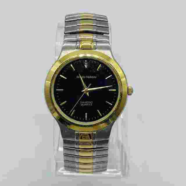 Sergio Valente Watch Men Two tone Diamond Quartz Metal 36mm New Battery 6"
