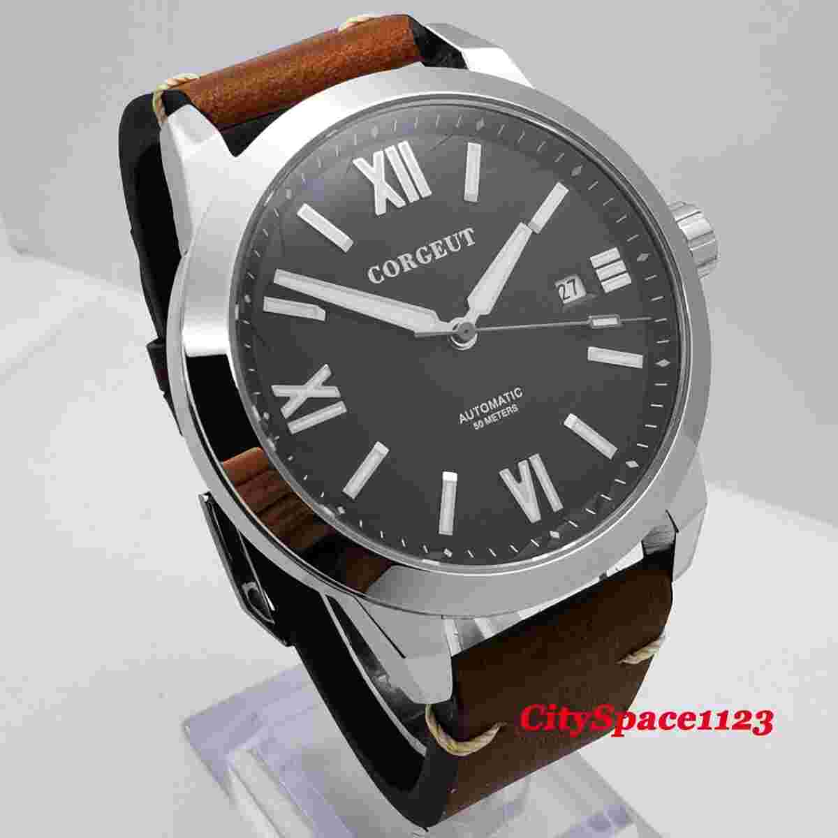 New 41mm CORGEUT Sapphire Glass Luminous Dial Date Window Automatic Men's Watch