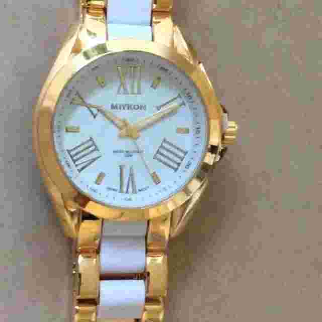 Miykon Women's Watch Round White Dial Roman Numerals Hours on Gold & White Band!