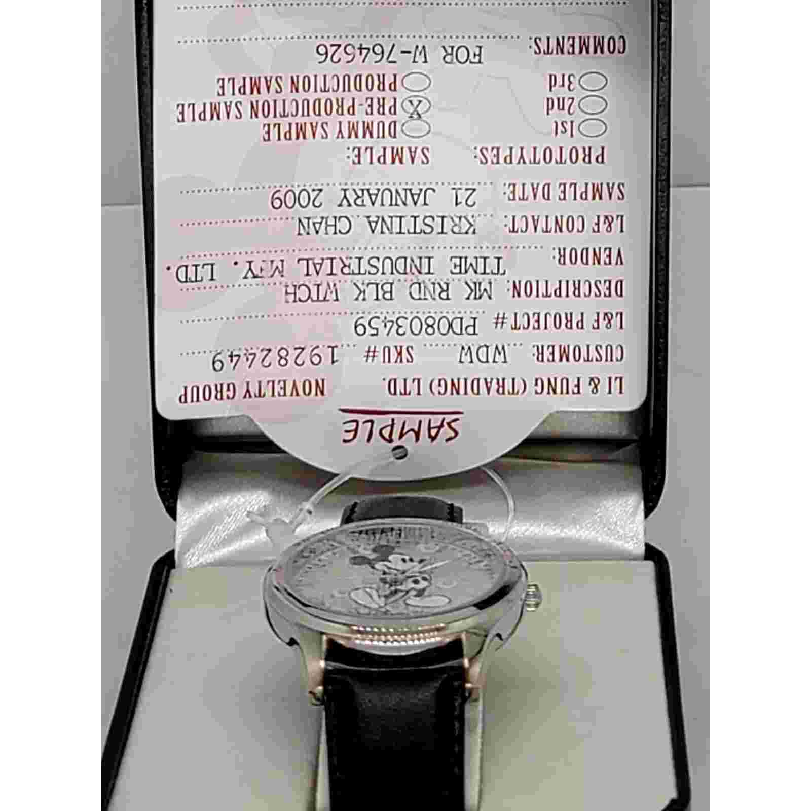 Rare Walt Disney World Mickey Mouse Watch - Pre-Production Sample, Black Leather