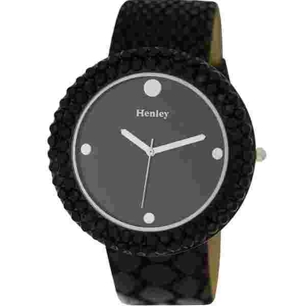 Henley Ladies Round Polished Decorative Cut Watch