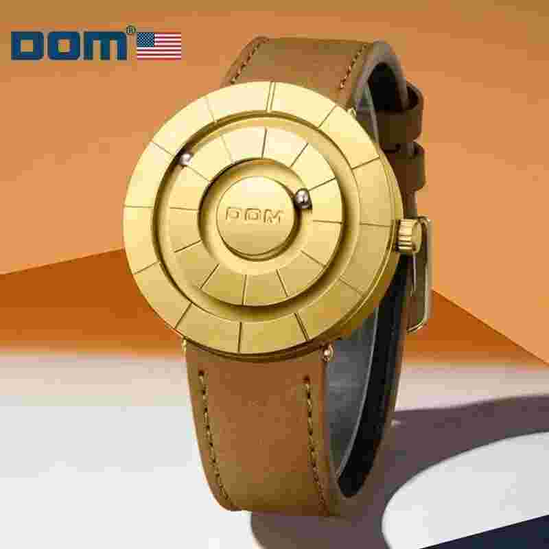 DOM Luxury Mens Watch Magnetic Ball Quartz Wristwatch Waterproof Stainless Steel
