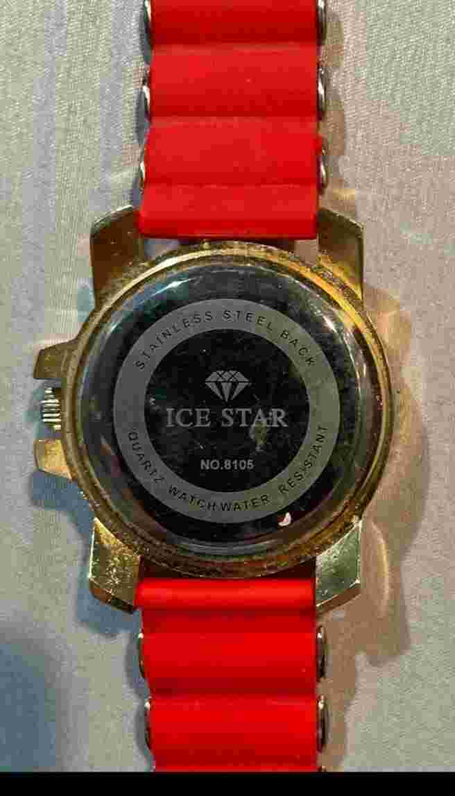 Men’s large face bling ice star red band wrist watch