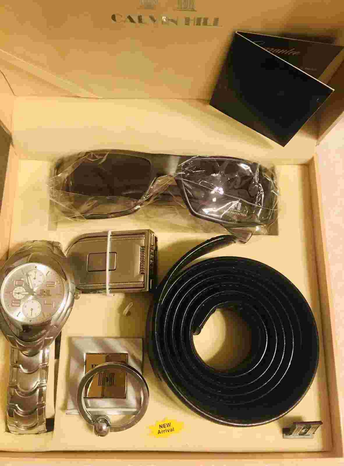 Calvin Hill set of watch, belt and sunglasses /mens/ New!