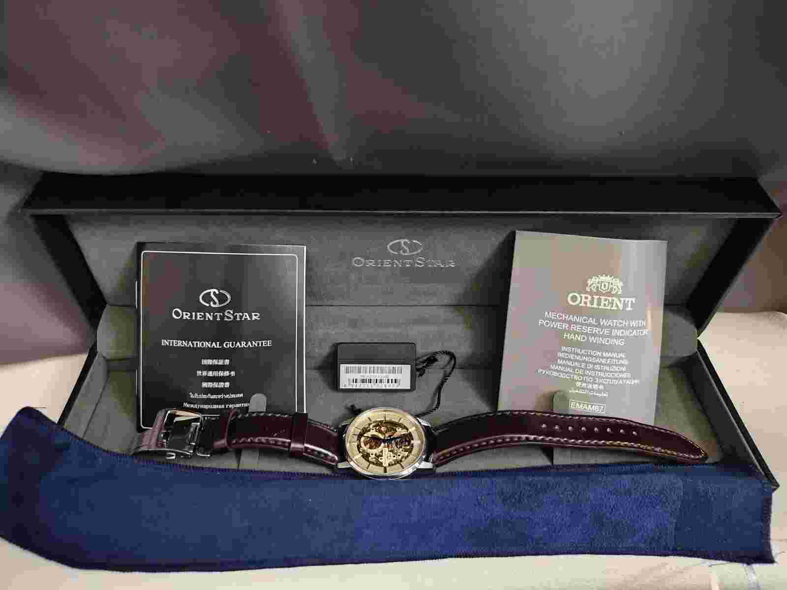 Orient Star Men's Skeleton Watch. Brown Leather Band - Ref: RE-AZ0004S00B