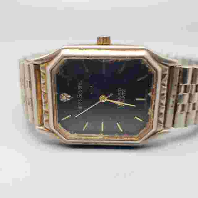 Vintage Fada Industries Times Square Silver Tone Stretch Band Watch