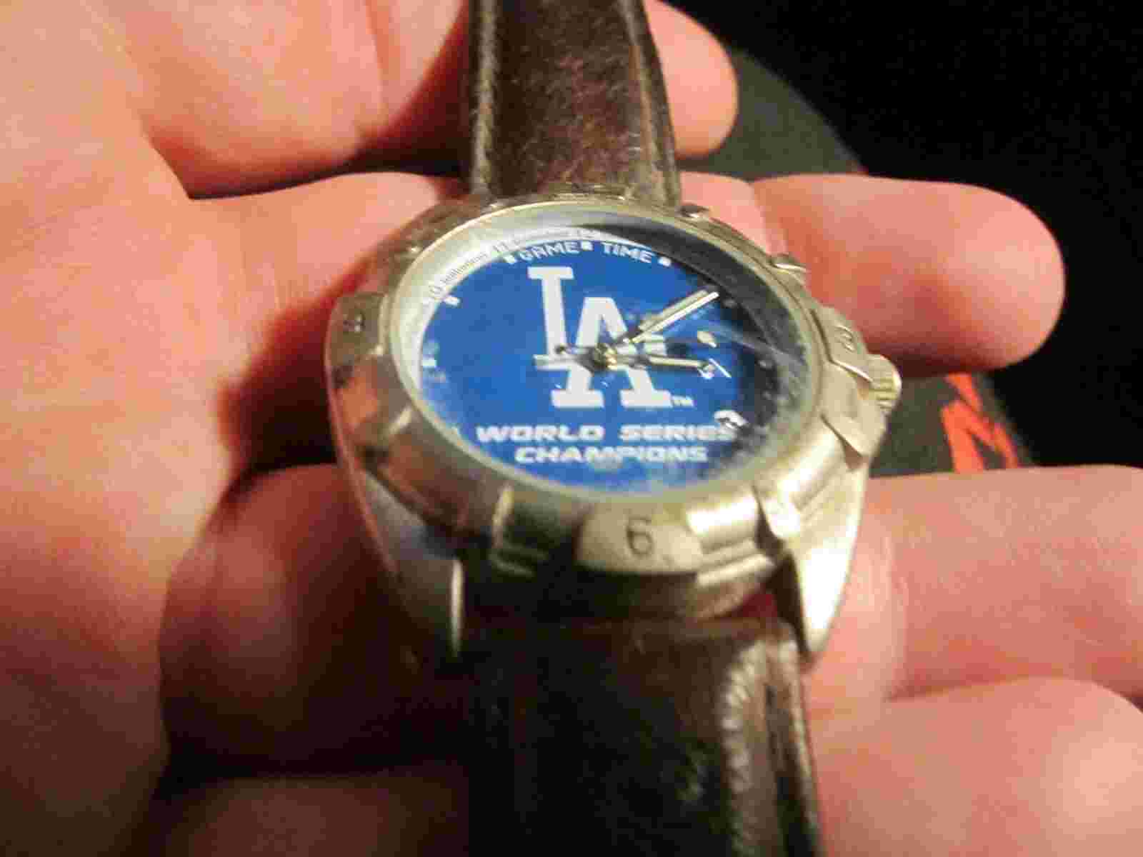 WORLD CHAMPIONS LA DODGERS BASEBALL WATCH - BLUE FACE - 8 1/2" WRIST - BBA25B