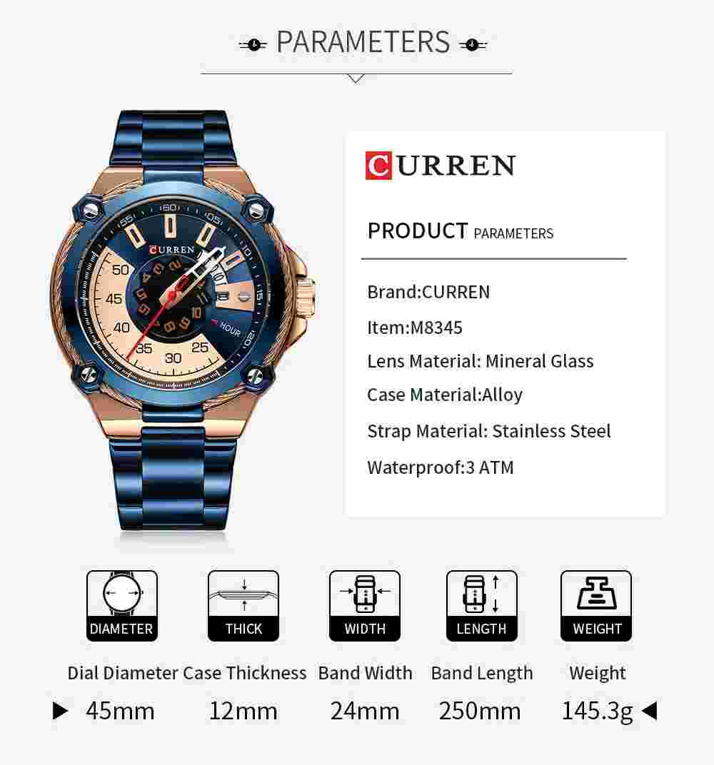 CURREN Men Watch Luxury Steel Mans Wristwatch for Male Calendar Business Watches