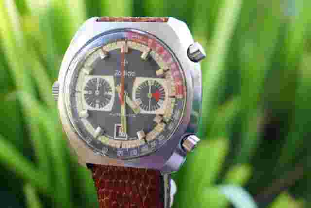 1970s Zodiac CALIBRE 12 Chronograph SS 44mm Men's Watch Ref 902 886 left hand
