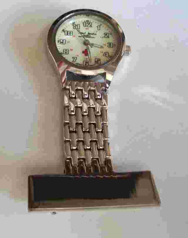 Silver Finish Number Dial Women Clip On Pin At The Back Doctor Nurse Pin Watch