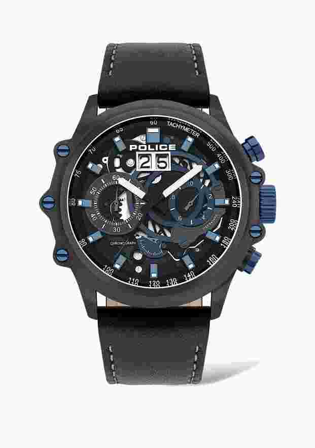 POLICE Luang PL16018JSU/02 Men's Watch Chronograph Chrono Leather Black New