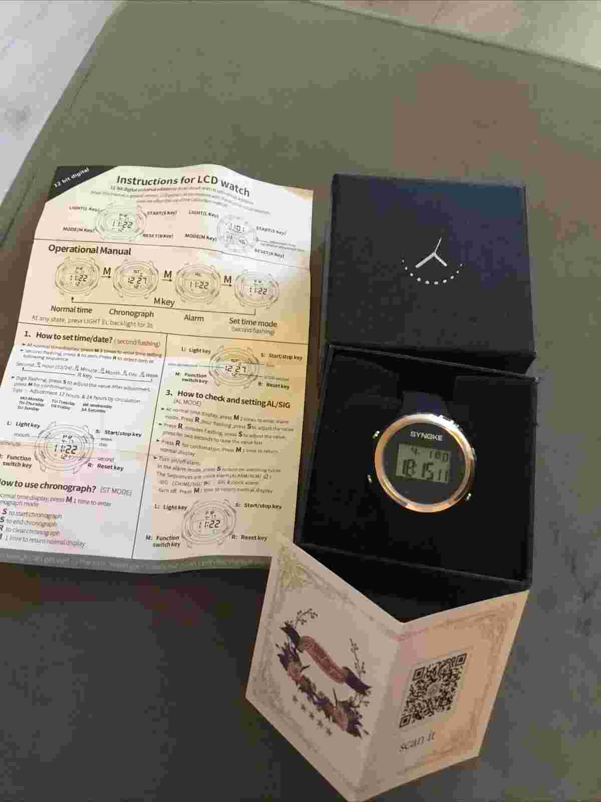 Digital Women Watch Dress 50M Waterproof Stopwatch Multifunction LED Electronic