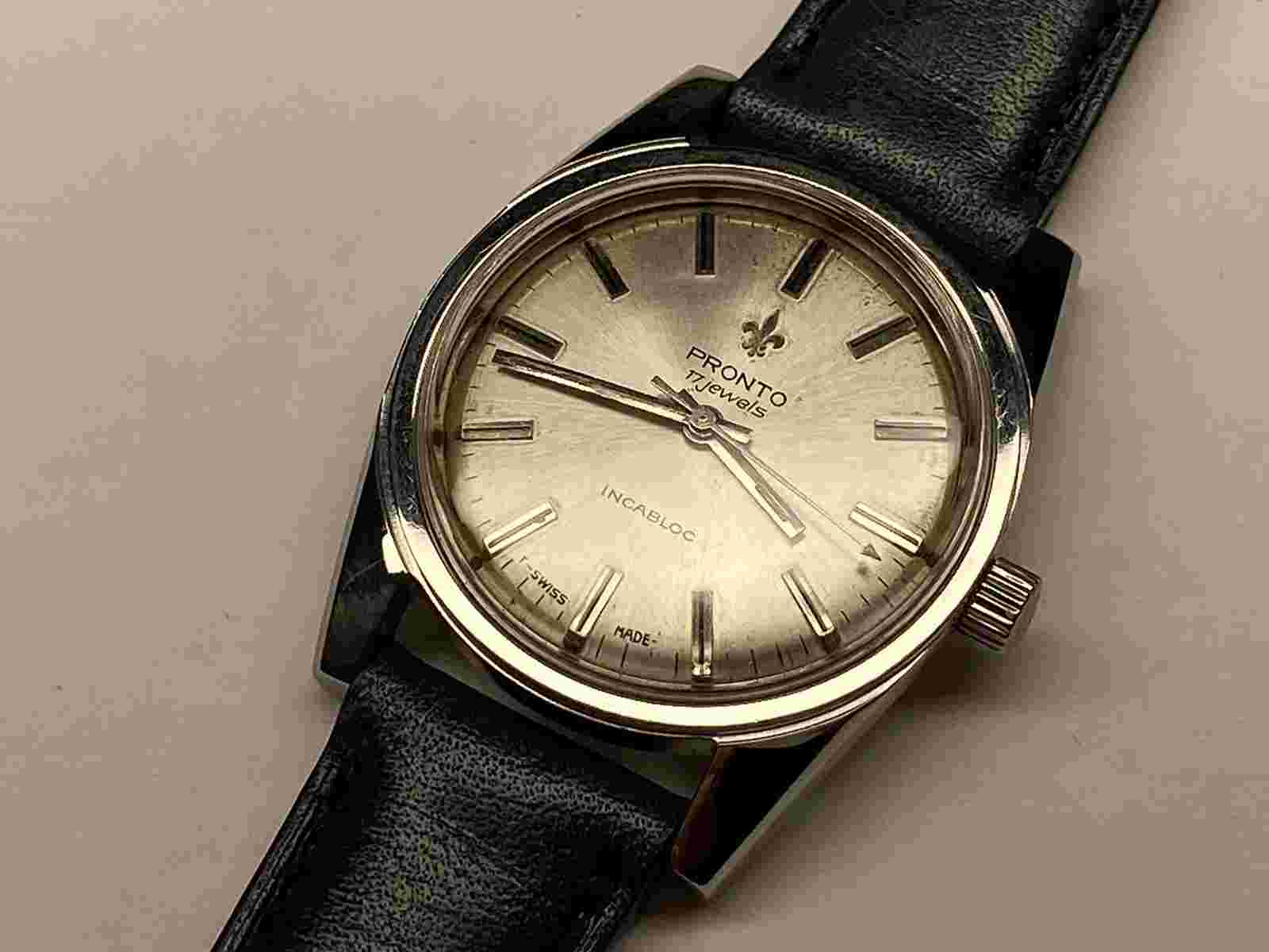 pronto 17 jewels Incabloc antimagnetic waterproof stainless steel wristwatch