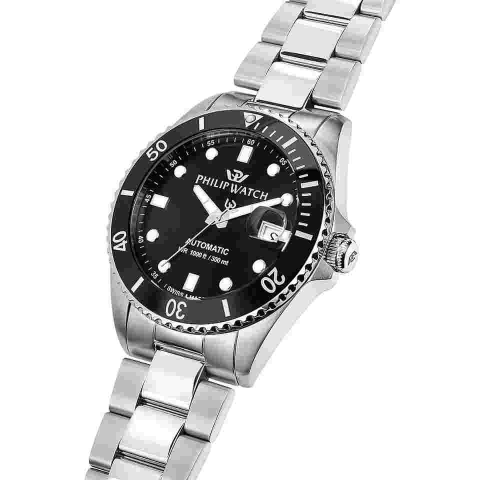Philip Watch Caribe Automatic 42mm Men's Watch R8223216009 Steel Black Diver