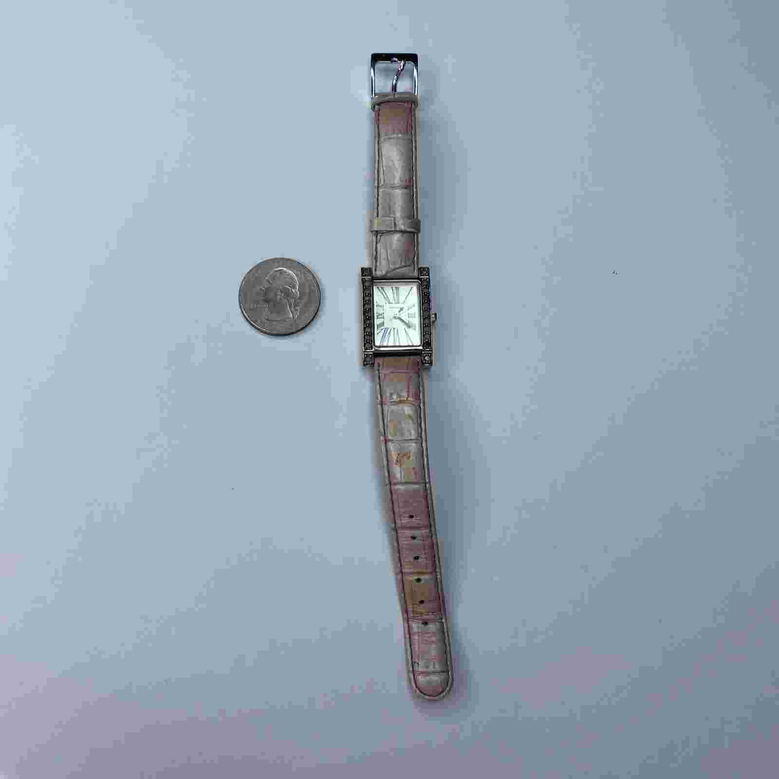 E Vernier Silver Pink Croc 60214 Crystals Ladies Vtg Quartz Stainless Untested