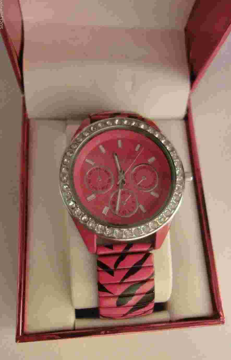 Attention Limited Edition Round Crystal Bezel Bracelet Hot Pink Watch