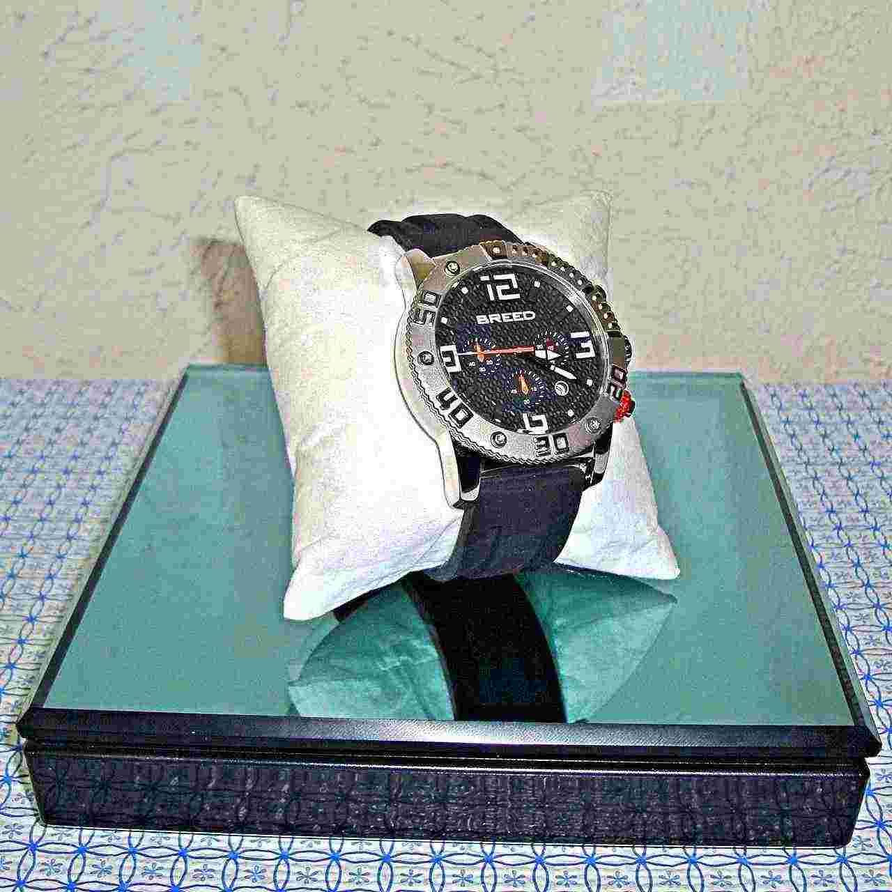 【NEW】BREED MEN'S BRD1104 AGENT BLACK SILICONE CHRONOGRAPH WATCH
