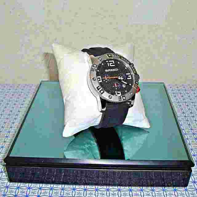 【NEW】BREED MEN'S BRD1104 AGENT BLACK SILICONE CHRONOGRAPH WATCH