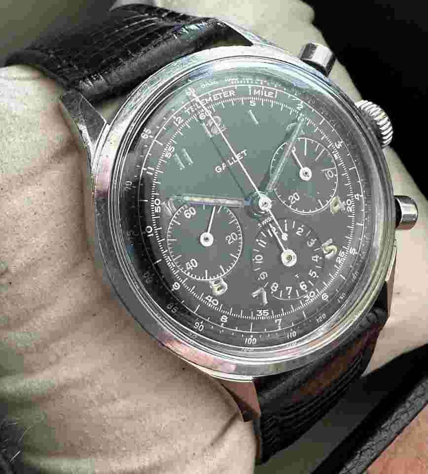 Vintage Gallet Multichron Jim Clark Excelsior Park 40 Chronograph Cleaned WOW!!!