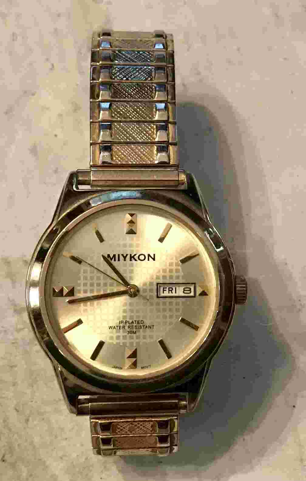 Miykon Men’s Wristwatch F2288 Japan Mov’t IP Plated Running