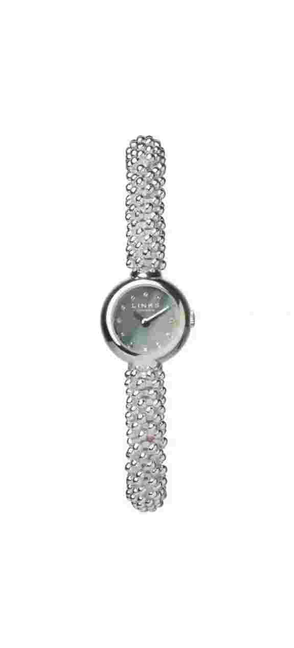 Genuine Links of London Effervescence Star Sapphire Silver  BLk Blt Men Watch