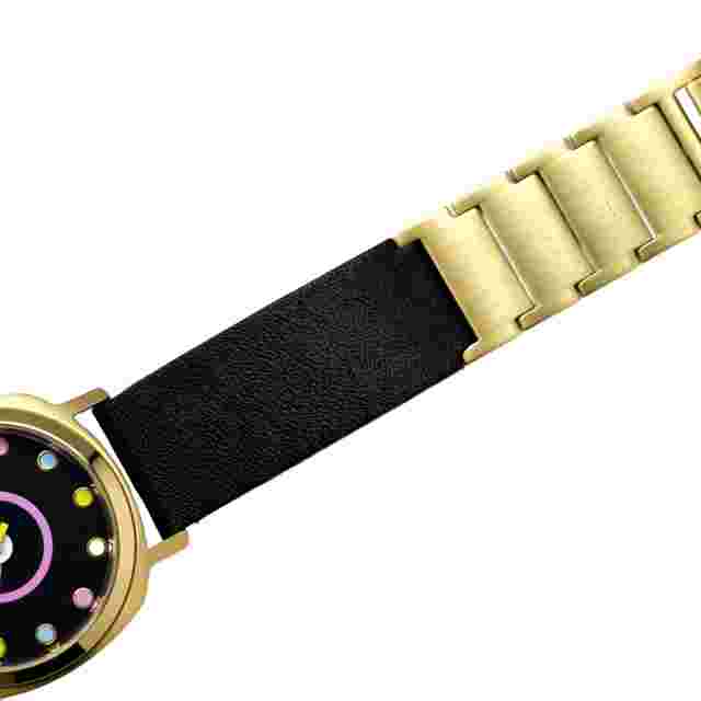 Paul Frank Rainbow Dots Black Dial Gold Plated Case 36mm Leather and Steel Band
