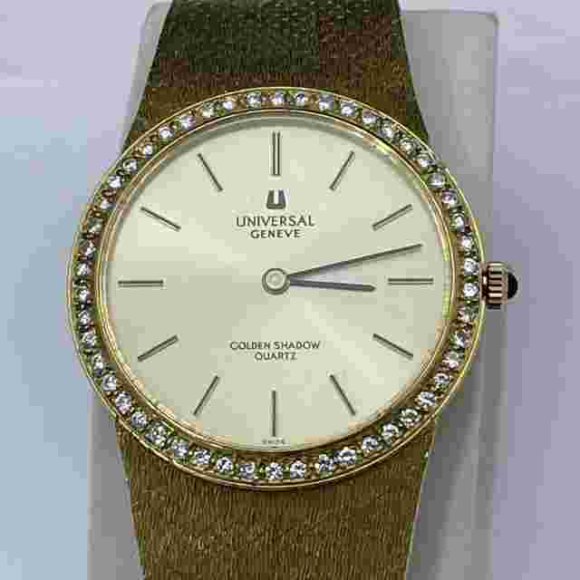 BEAUTIFUL 18K Yellow Gold Universal Geneve Golden Shadow Quartz Watch 7 1/2 In