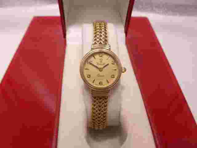 Fine 14K Mash Yellow Gold Milor Italy Vicence Quartz Round Case Watch