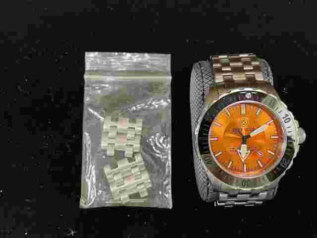 Deep Blue MIL OPS Diver T-100 Automatic 500M Diver Orange Dial Men's 45mm Watch