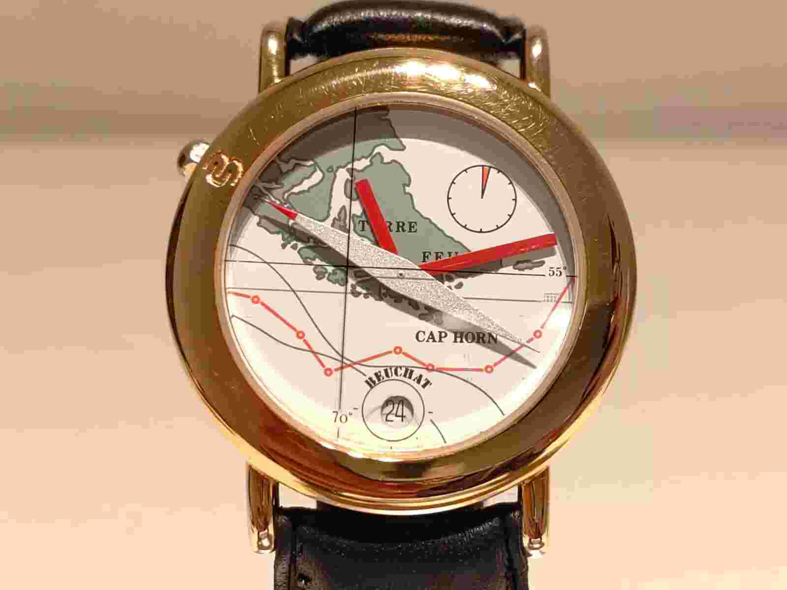VINTAGE RARE COMPAS STYLE GOLD PLATED FRANCE MENS LADIES QUARTZ WATCH"BEAUCHAT"